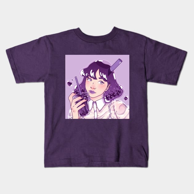 Boba Girl Kids T-Shirt by bukkbianka